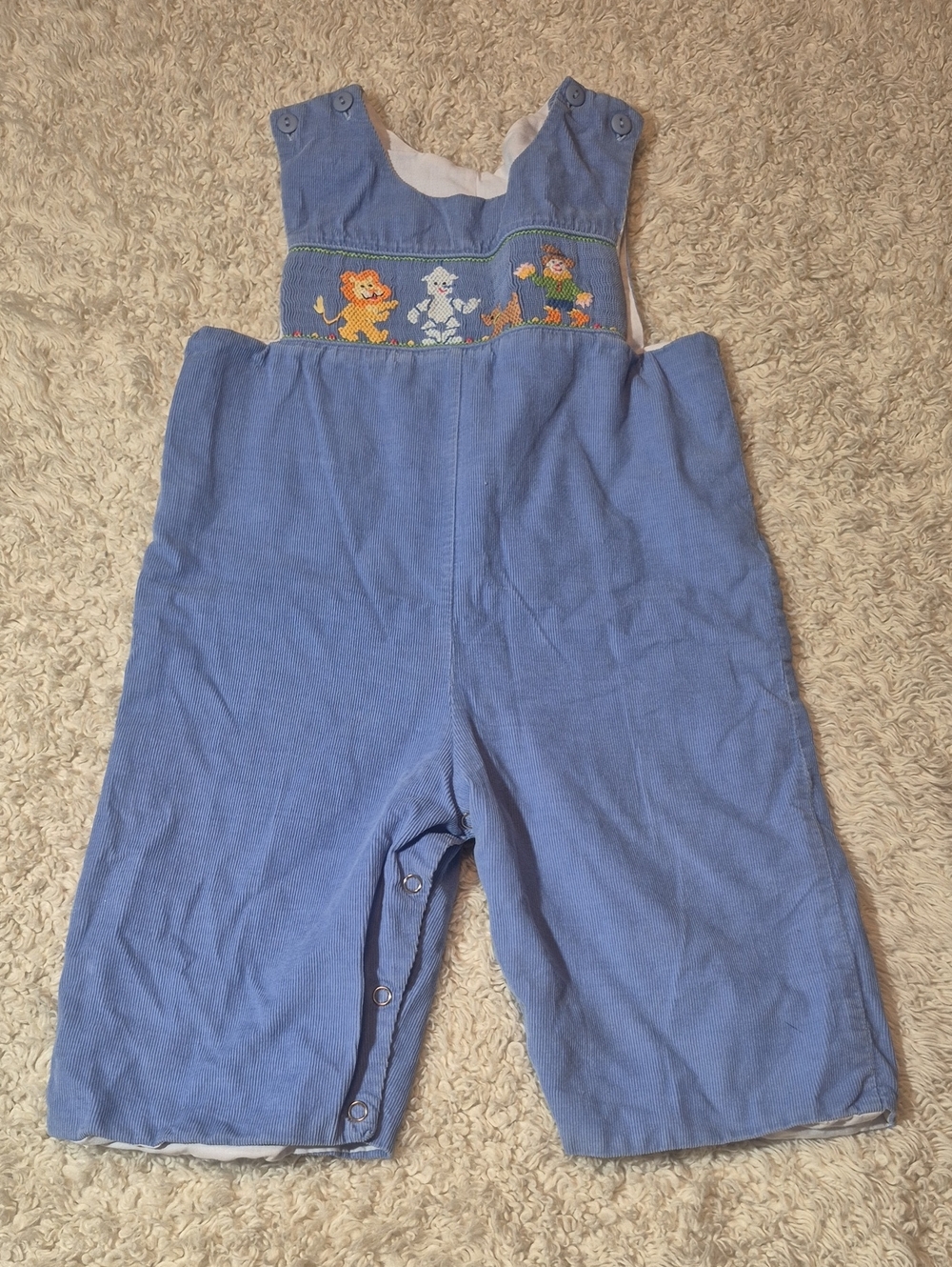 Claire & Charlie Smocked Romper 9m Vintage Jon Jon Wizard Of Oz Longall Overalls